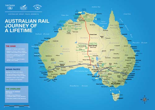 Cartes des grands trains d'Australie